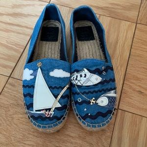 Tory Burch Embellished Platform Espadrilles Sz7